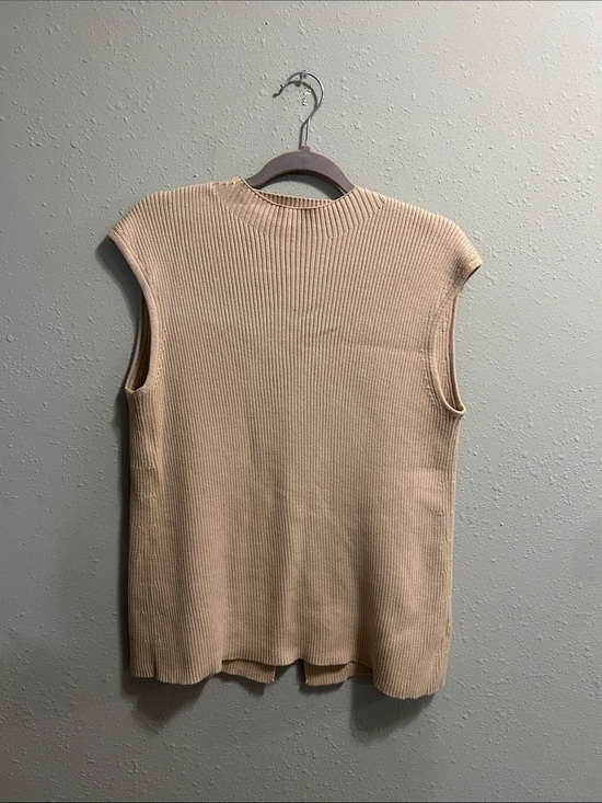 Haven Well Within Tops - Haven Well WIthin Organic Cotton Knit Sleeveless Sweater Top Beige